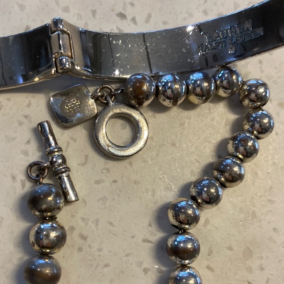 Ralph Lauren Silver Beaded Bracelet and Gold-Accented Bangle - Picture 4 of 6